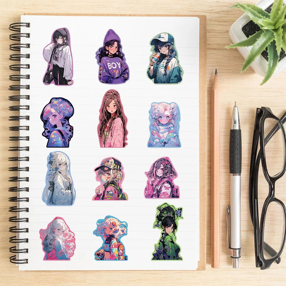 10/30/50PCS Anime Cute Colorful Girls Waterproof Stickers INS Style Decals Phone Suitcase Stationary Fridge Laptop Sticker Gift