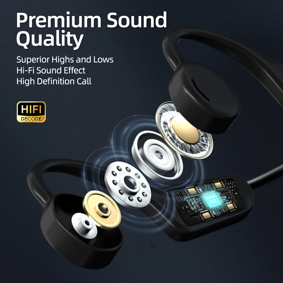 Gulanxo fones de ouvido sem fio bluetooth fones de ouvido de condução óssea com microfone à prova dwaterproof água resistente esportes 