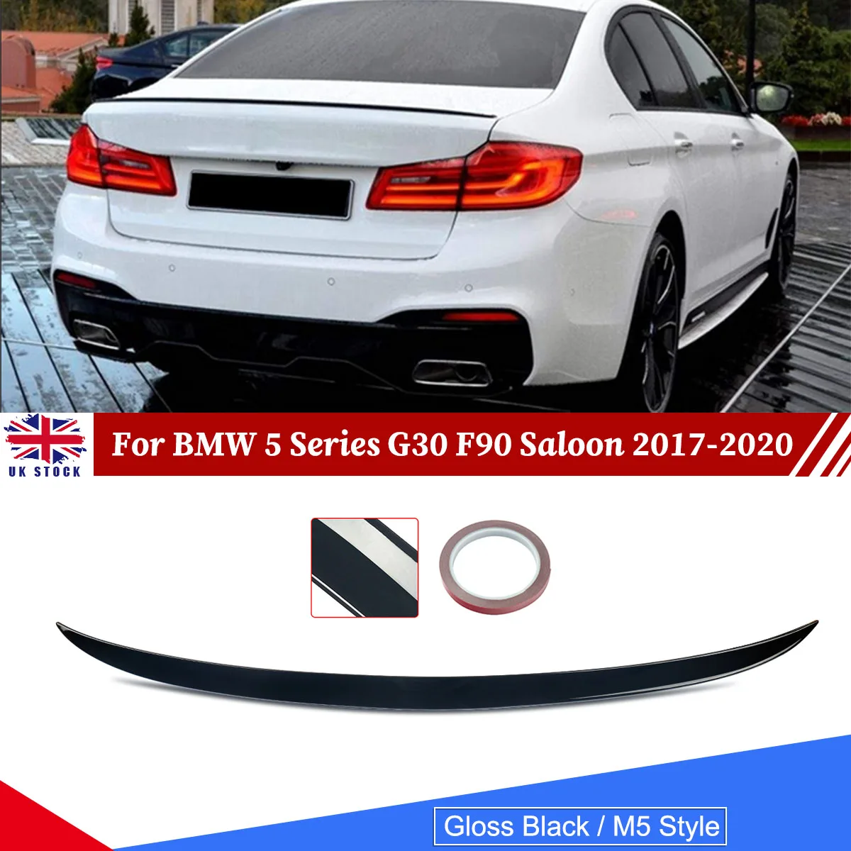 

For BMW 5 SERIES G30 M5 Style Rear Tail Spoiler G31 F90 520d 530d 2017 2018 2019 2020 Glossy Black Rear Trunk Boot Spoiler Lip