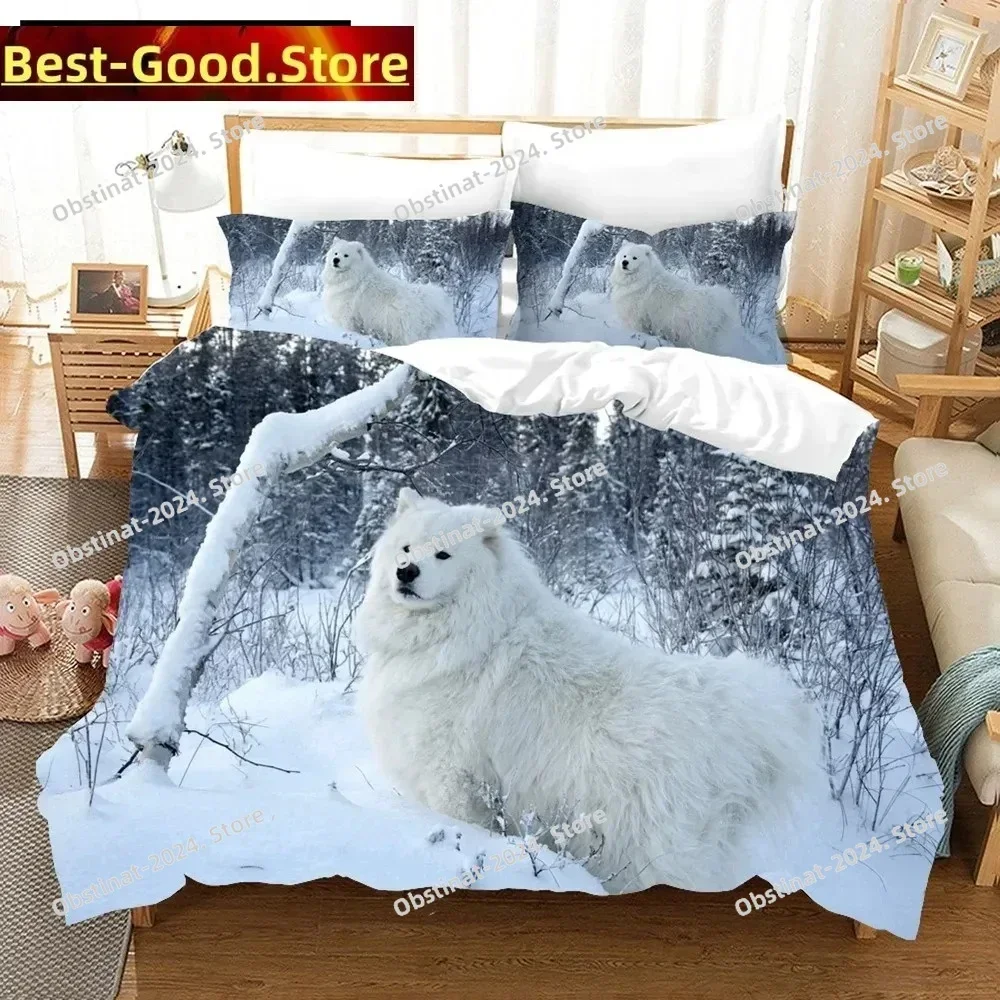 3D Samoyed Bedding Sets Duvet Cover Set With Pillowcase Twin Full Queen King Bedclothes Bed Linen