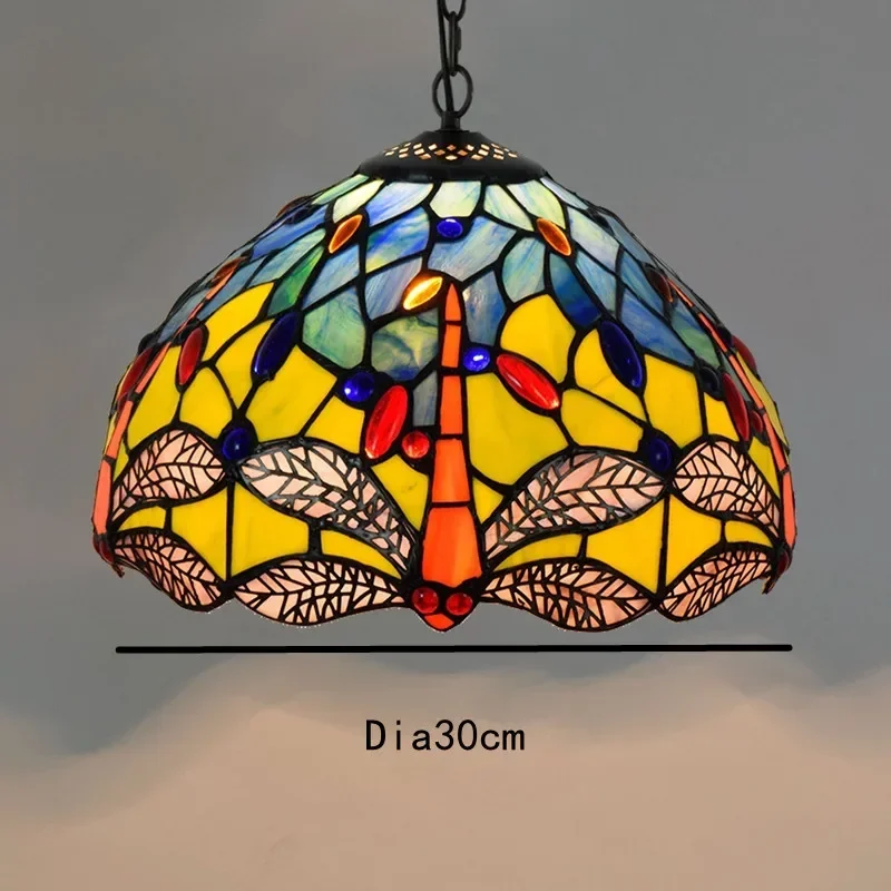 Europese stijl vintage Tiffany gekleurde glazen bar restaurant kroonluchter creatieve glazen lantaarn in landelijke stijl
