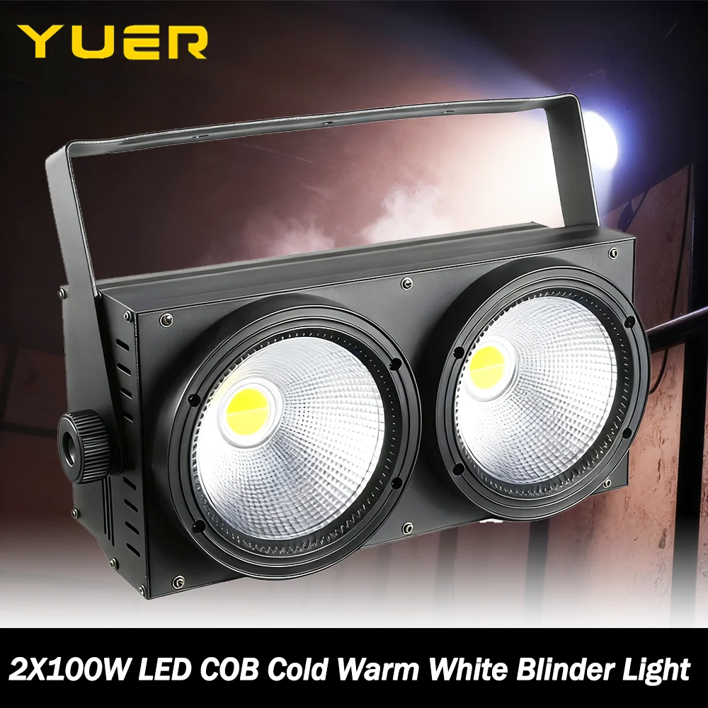 2X100W LED 2IN1 COB Cold Warm White Lighting Flood Blinder Lighting DMX512 Stage Light for DJ Wedding Party Bar Disco Club