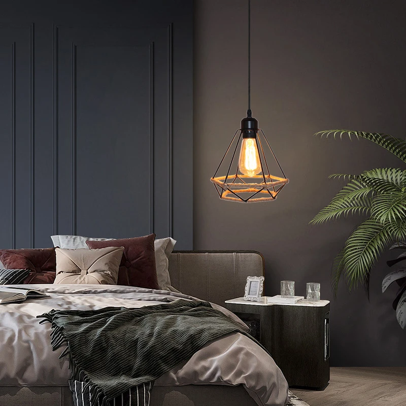 الصناعية قلادة ضوء خمر E27 الثريا الأمريكية الرجعية مصباح معلق مطعم المطبخ غرفة المعيشة المنزل إضاءة داخلية