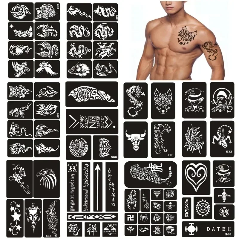 71designs Henna Tattoos Stencils Large Size Temporary Glitter Tattoo Templates Reusable Airbrush Stencils En Sjablonen Men Women