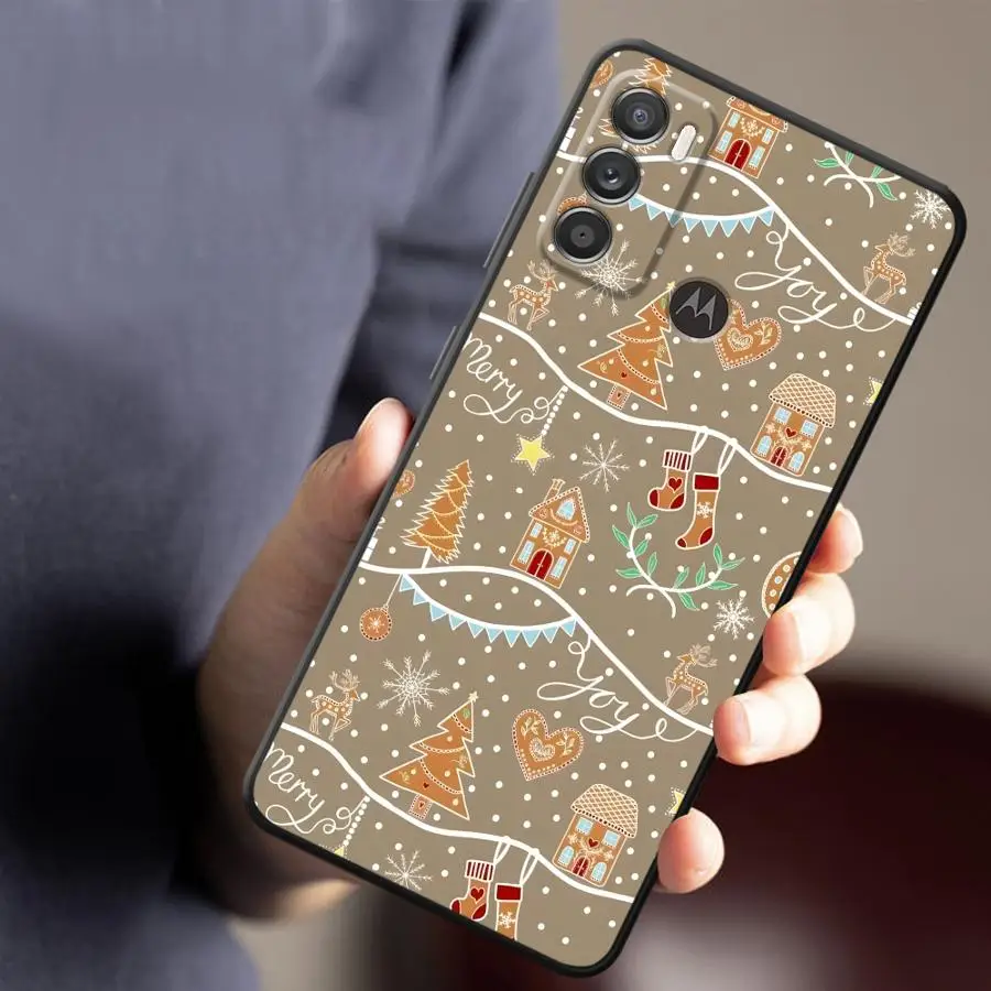 حافظة لهاتف موتورولا موت G52 G50 G51 G73 G60s G53 G30 G60 G71 Edge 20 Pro 30 Lite G32 G22 Edge40 غطاء هاتف ناعم أسود G31 Santa