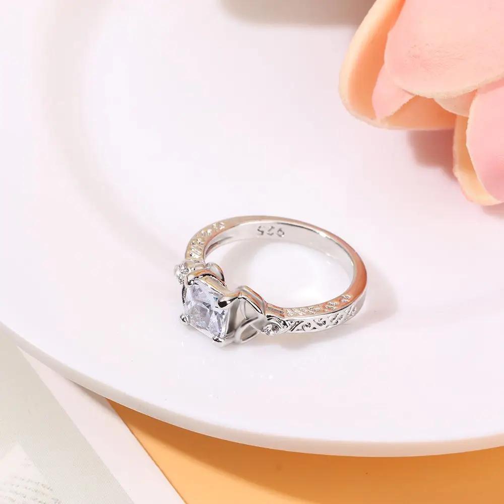 Exquisite Fashion 925 Sterling Silver Ring Diamond Ring Friendship Ring Anniversary Birthday Gift Jewelry Rings For Girls
