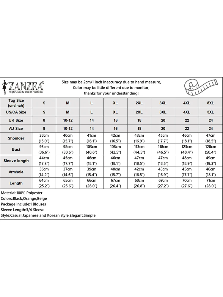 Zanzea-レディースヴィンテージフリルブラウス3/4スリーブブラウス、オフィスチュニック、Vネックトップ、テクスチャ生地、エレガント、カジュアル、ルーズ、夏、2022