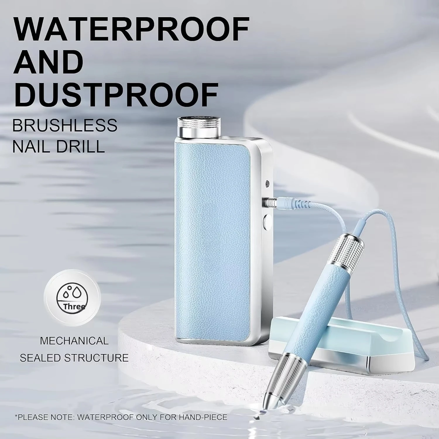 Professional Aluminum Nail Drill, 35000RPM Brushless Electric Nail File, Rechargeable Low Noise, Waterproof Manicure Tool