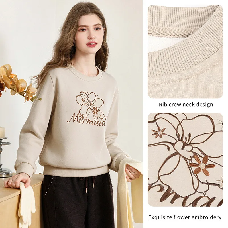 I BELIEVE YOU Women's Sweatshirt Fleece Lined Embroidered Loose Thick Sweatshirt 2026 Fall Winter Daily Warm Clothes 2264196564