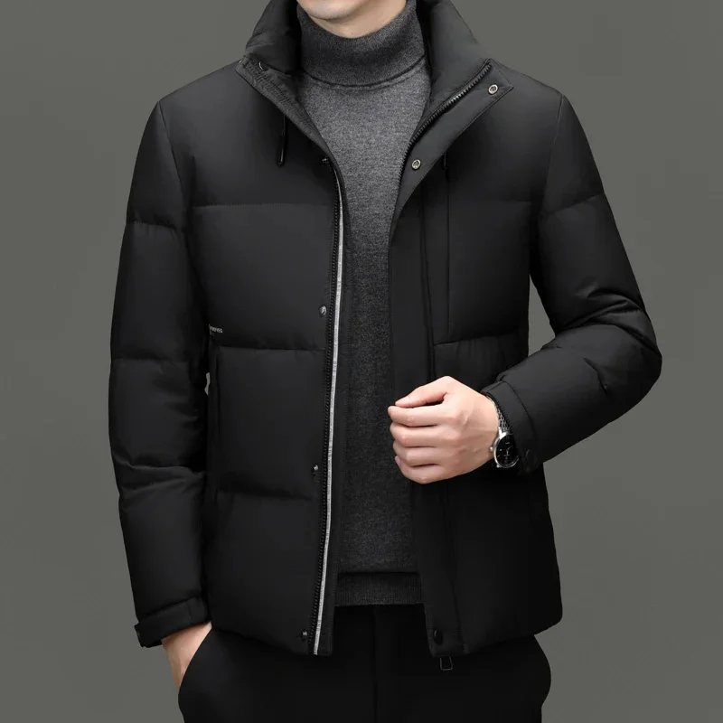 2025 nova chegada jaqueta de inverno pato branco para baixo jaquetas homens, homens engrossar casaco quente, moda com capuz parkas masculino M-4XL