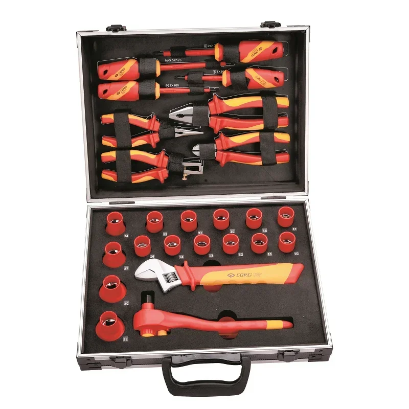 Hot-selling/25 Pieces 1000V VDE Certificated Insulated Mechanical Combination Toolbox Socket Tool Set