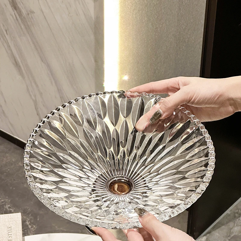 صينية للفاكهة طاولة القهوة لغرفة المعيشة المنزل سلة فاكهة رائعة الزجاج طبق للوجبات الخفيفة عالية الجودة الحلوى الجافة الفاكهة وجبات خفيفة وضعها صينية