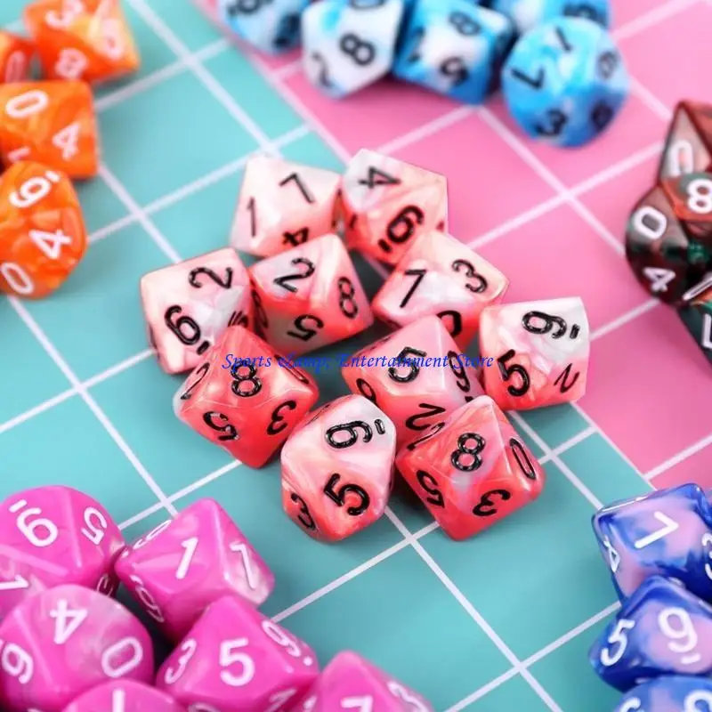 G7NF 10pcs/set 10 side d10 d10 polyhedral dices number dals desktop table spoard accessosities exationals exiality