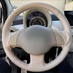 Microfibre Leather Car Steering Wheel Cover For Fiat 500 2007-2015 500e 2014-2018 500C 2014-2017 Automotive Interior Accessories