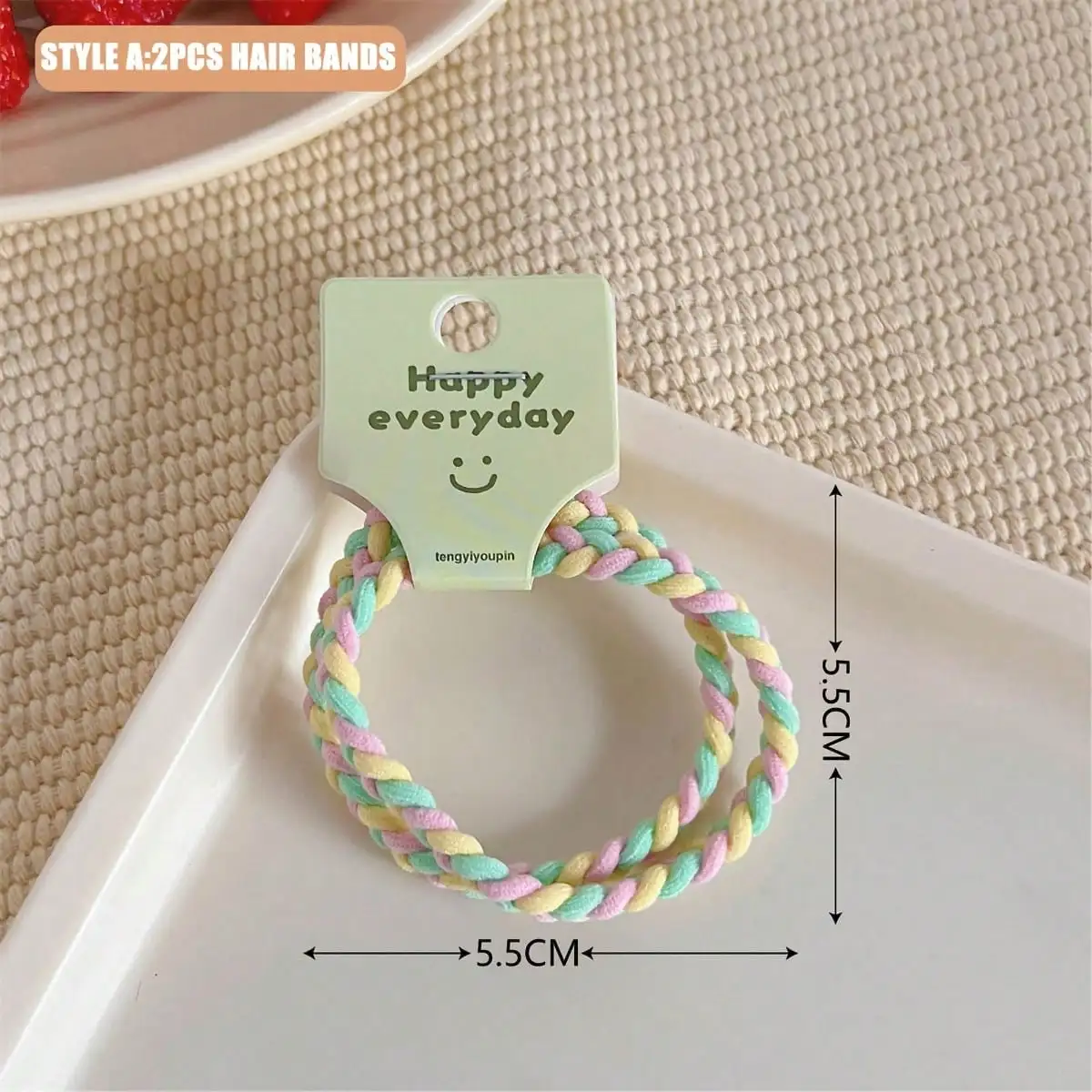 10pcs/set hair loop set, colorful small fresh hair string, women's elastic headband, headband accessory, smiling face hair loop