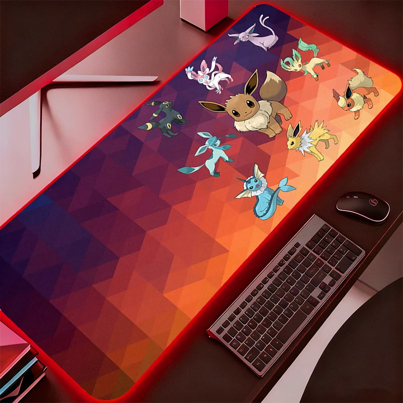 RGB Large Mouse Pad Gamer Keyboard Pokemon Pikachu LED Mousepad Pc Computer Desk Mat Gaming Pad Backlight Mouse Mats For LOL