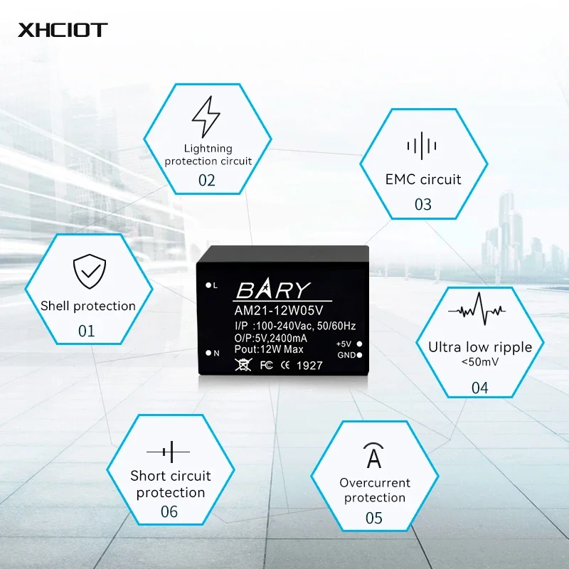 12W AC-DC Buck Switching Power Supply Module 100-240V To 5V 12W 240mA  For LED Lamp Security Alarm MCU XHCIOT AM21-12W05V