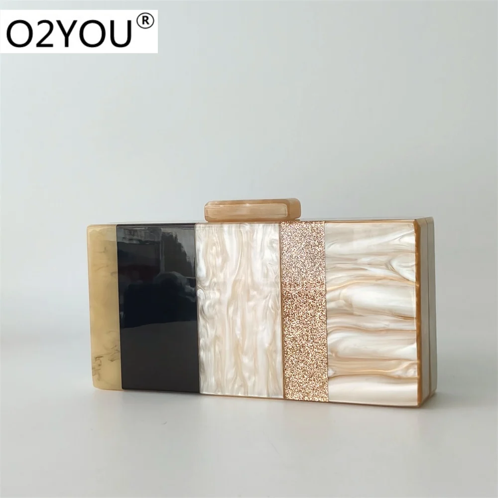 

Women's Wallet Gold Nude Striped Sequin Clutch Purse Brand Chain Crossbody Bag New Design Handbag Luxury Acrylic Evening Bags