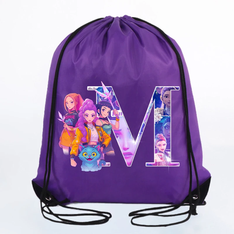 حقائب برباط من K Pop Demon Huntersd حقائب تخزين مطبوعة بحروف كرتونية كاواي للأطفال بسعة كبيرة حقيبة ظهر مقاومة للماء