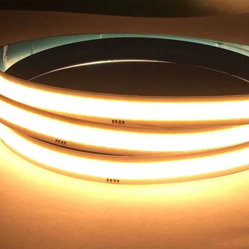 Imagem -03 - Dual Color Dimmable Led Cob Strip Fita Macia Flexível Temperatura 3000k 4000k 6000k 5m 24v 840 Leds m 2700k6500k