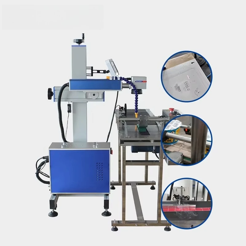 50W Flying Fiber Laser Marking Machine High Speed Online Laser Engraver for Assembly Line Continuous Batch Marking
