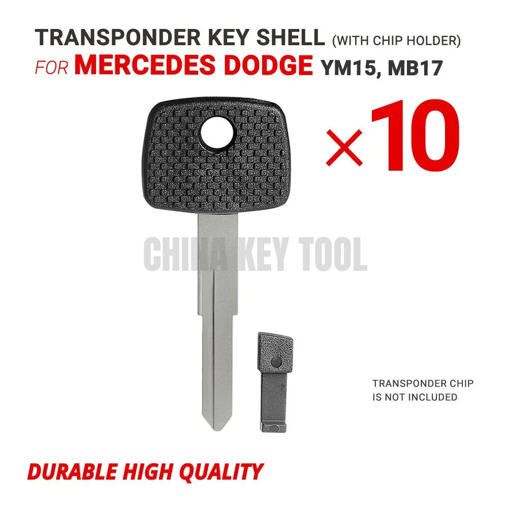 10X Transponder Sleutel Shell Case Voor Mercedes Voor Dodge YM15 Met Chip Houder