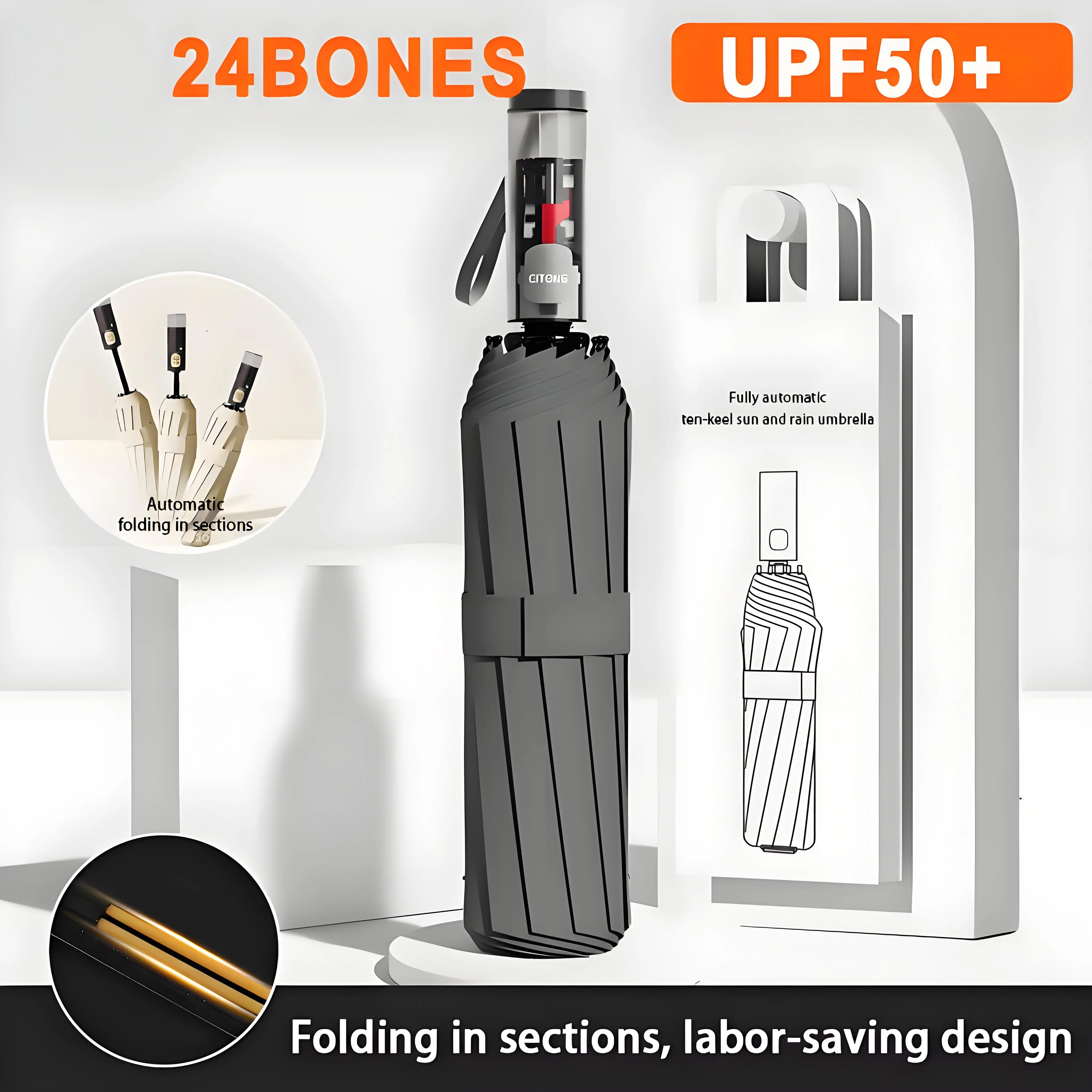 

New 24 Bones Umbrella Fully Automatic Umbrella Rain Shine Double Large Folding Sun UV Protection Anti-Rebound Umbrellas