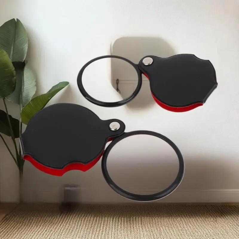 Lupa Plegable con Estuche de Cuero, Lupa de Mano Portátil para Joyería, Mini Lupa de 8X con Aumento de 50/60/70MM