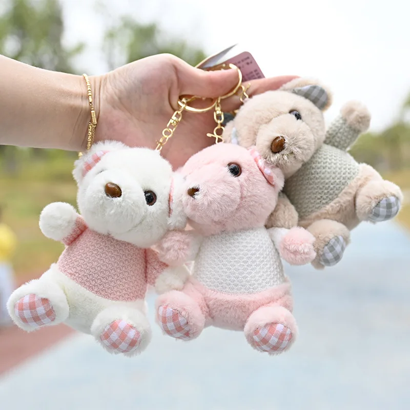 new Fragrant cartoon sweater bear Plush Toy fashione Keychain Doll Backpack Pendant Doll Children Plush couple birthday Gift