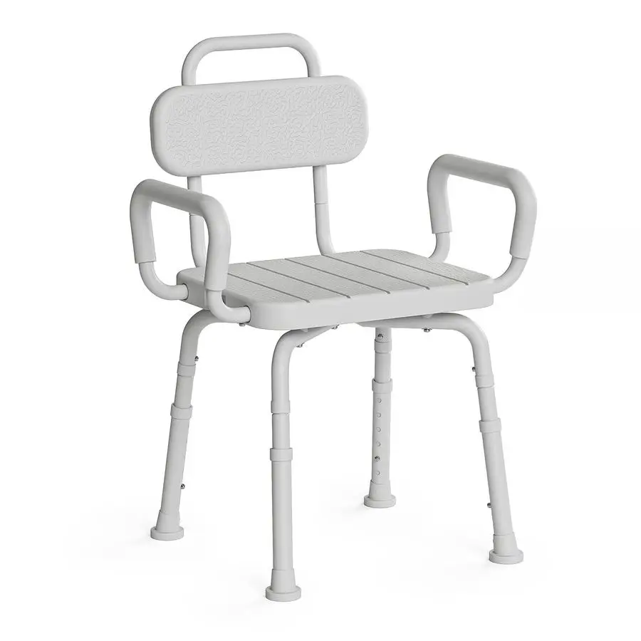 

360 Swivel Shower Chair for Inside Shower, Removable Arms amp Back, Adjustable Height Rotating Shower Stool for Seniors and Disa