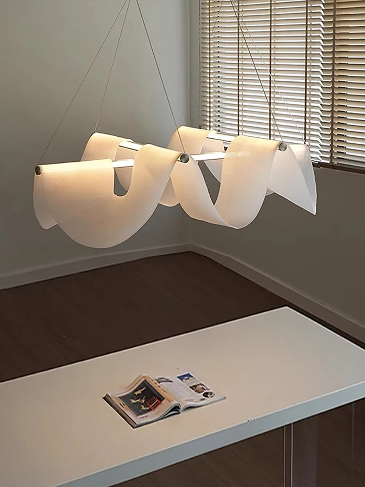 Minimal Idea  White Ocean Wave Modern Art Dining Room Ceiling Chandeliers Designer Villa Bedroom light Trendy Bar Hanging Lamp