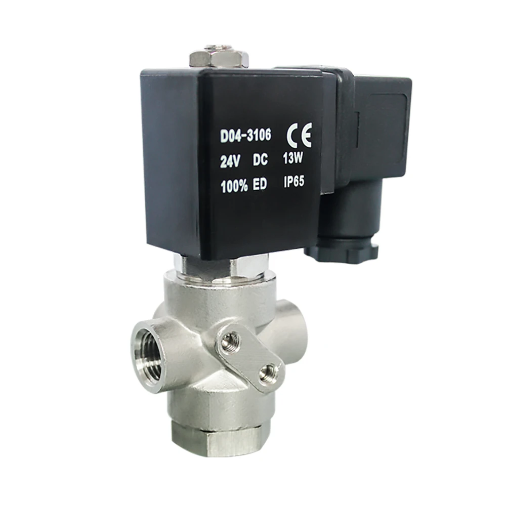 COVNA DN10 3/8 Inch 3 Way 12V DC Universal Operation Direct Acting Stainless Steel Mini Solenoid Air Water Valve