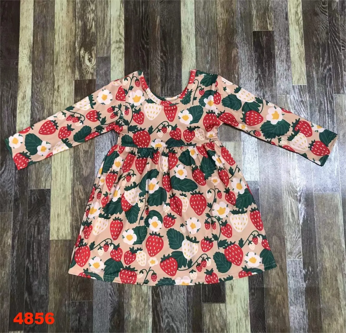 Strawberry pattern Valentine's day  girl baby dress long 0-16 years old loving romantic childrens Valentines Day clothes