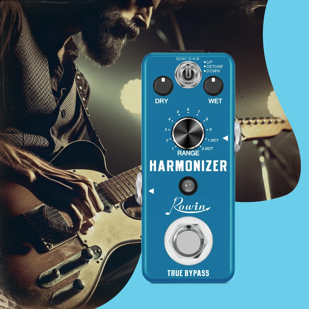 Rowin-Guitar Harmonizer Pedal, Digital Pitch Effect Pedals, Original Signal to Create Harmony, Pitch Shift Detune