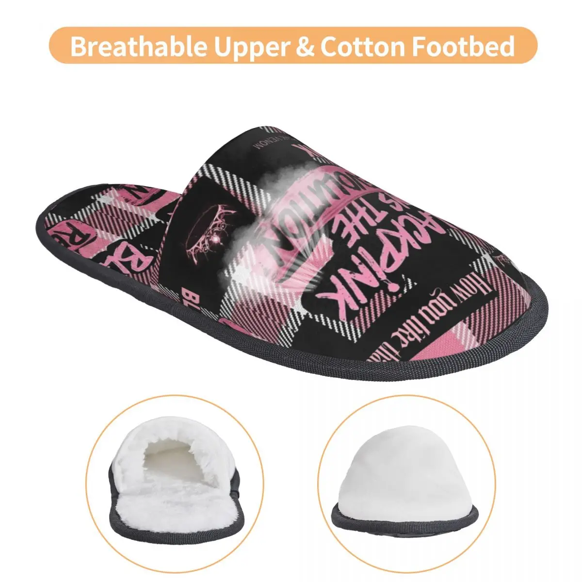 Custom Pinkks Kpop Blacks Is The Revolution Pantofole da casa da donna Comode scarpe da pantofola da camera da letto con memory foam