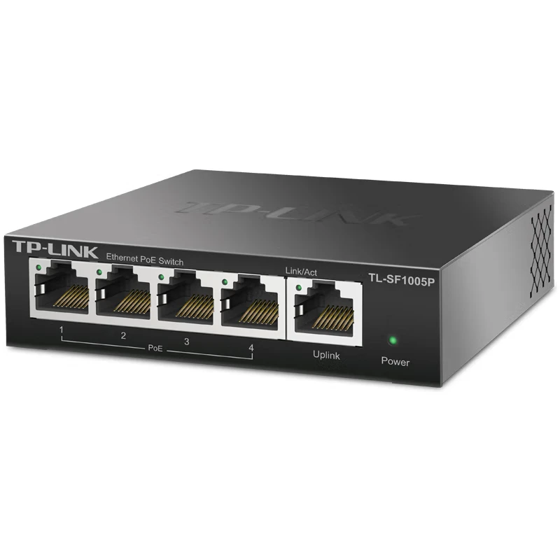 TP-LINK 5-port 100M 4-port POE Unmanaged Switch 4FE (PoE) + 1FE, Maximum PoE Total Power 62W, Plug and Play, TL-SF1005P