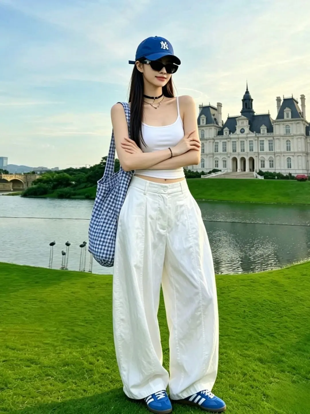 

Casual Fashion High Waist Wide Leg Pants Women's Summer New Style White Workwear Pants Long Floor-Length Slimming Trousers