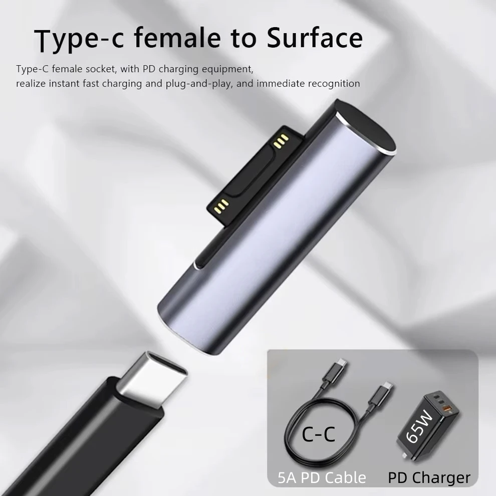 Ładowarka USB C PD 102W GaN Adapter ładowania 15V 3A kompatybilny z Surface Pro X/7/6/5/4/3 Surface Laptop Book Go 1 2 3