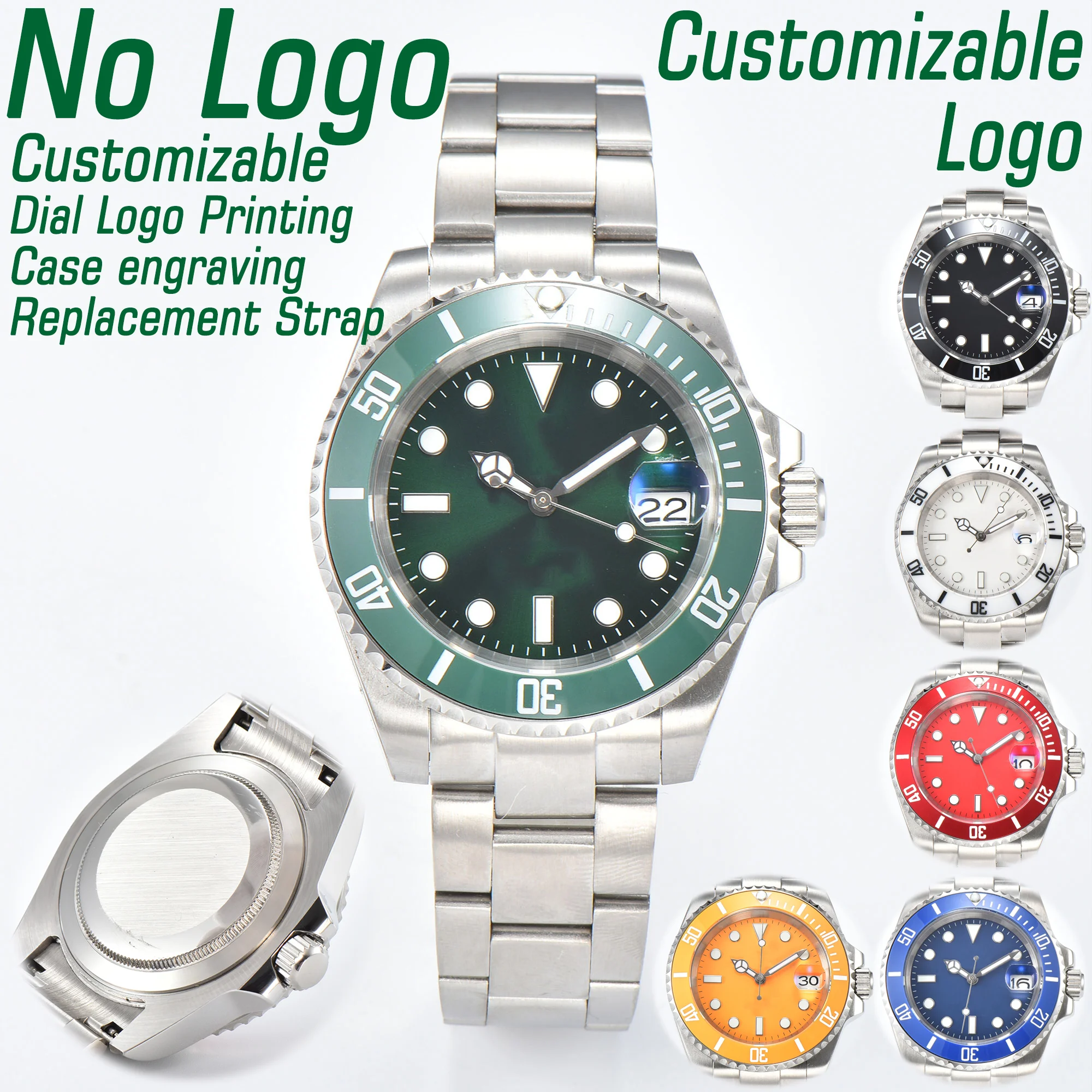 

40mm Watch NH35 Movement Men's Watch Aseptic Luminous Dial Stainless Steel Case Sapphire Crystal Waterproof 10ATM Customizable