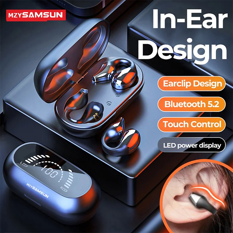 

Ear Clip Wireless Earphones S03 TWS Bluetooth Earbuds HiFi Sound Sport Headset Waterproof Headphones With Mic For Android iOS