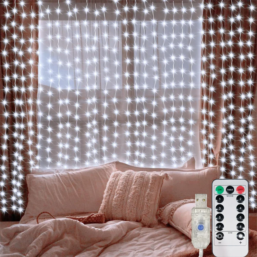 

3M 6M USB LED Curtain 8 Modes Light with Remote Wedding Bedroom Living Room Ramadan Decorations EID Mubarak Valentine's Day 2026
