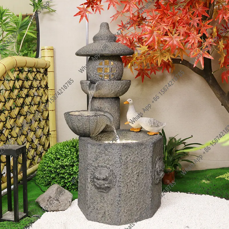 Vb Japanese-style Courtyard Fish Pond Landscape, Balcony Yard Garden Landscaping Arrangement, Villa Outdoor Running Water Founta