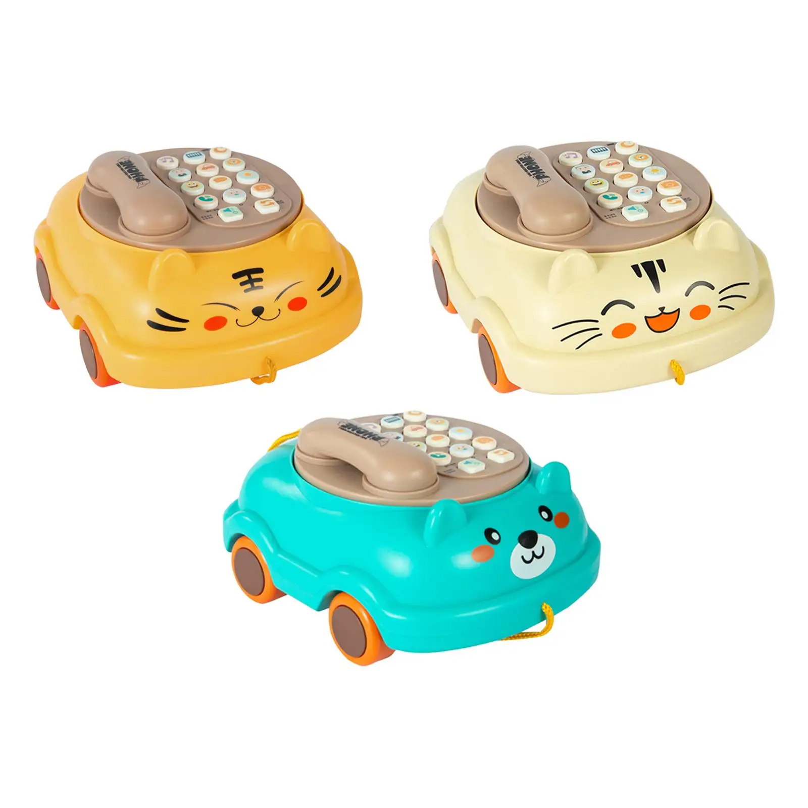 Kid Phone Cognitive Development Toy Lights Piano Early Learning Toy Phones Toy for Preschool Educational Learning Girl