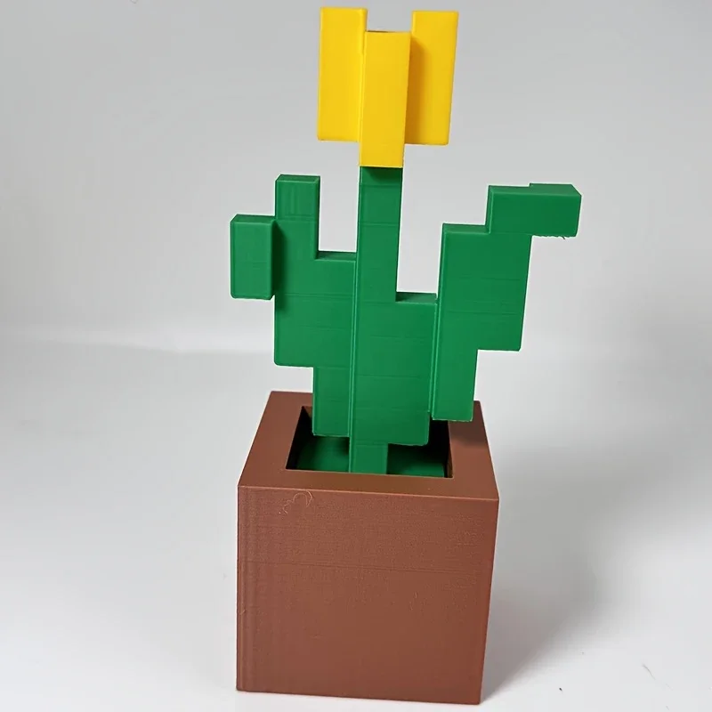 Charming 3D printed pixel rose - perfect for bedroom decoration, no need for power, durable plastic
