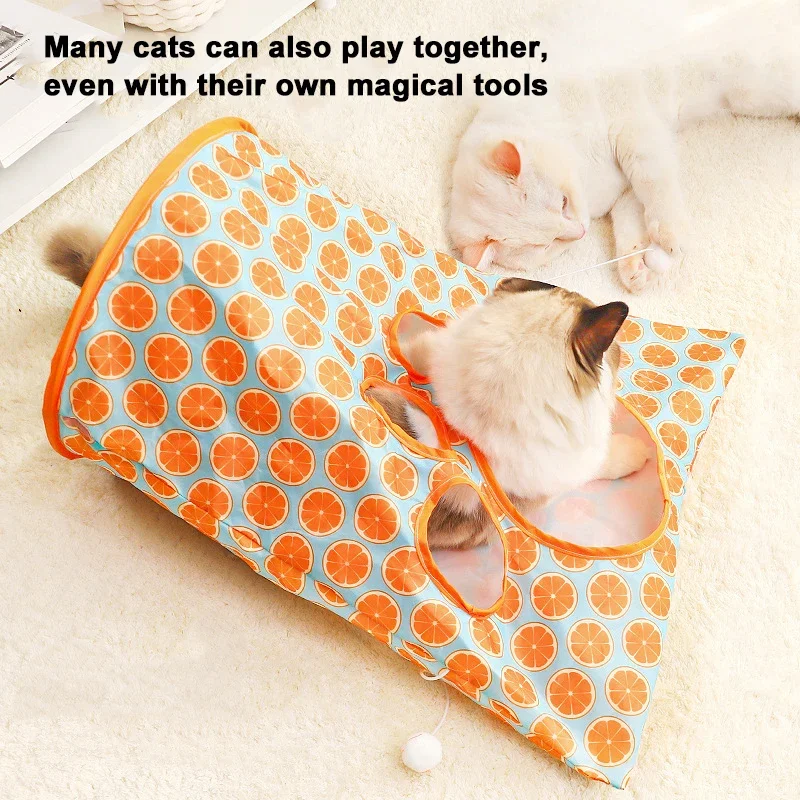 

With Ball Cats Tunnel Bag Pet Cat Toys Play Tube Cat Training Interactive Playing Fun Toy Dangling Mouse Crinkle Sounds Tunnel