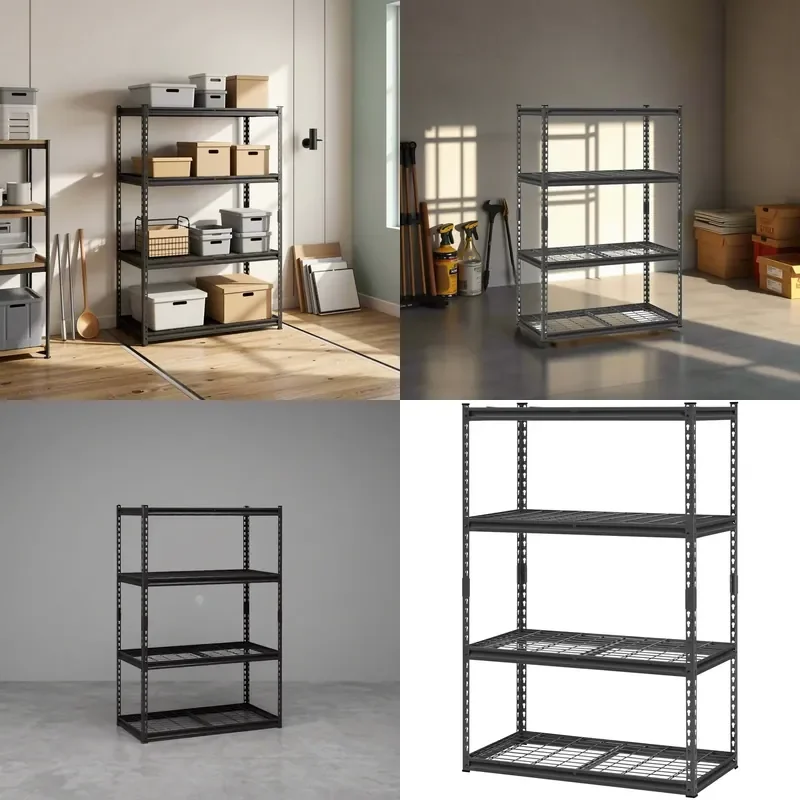 Heavy Duty Adjustable 4 Tier Storage Shelves 2400 lbs Load Capacity Rack for Living Room Display Garage Warehouse Basement