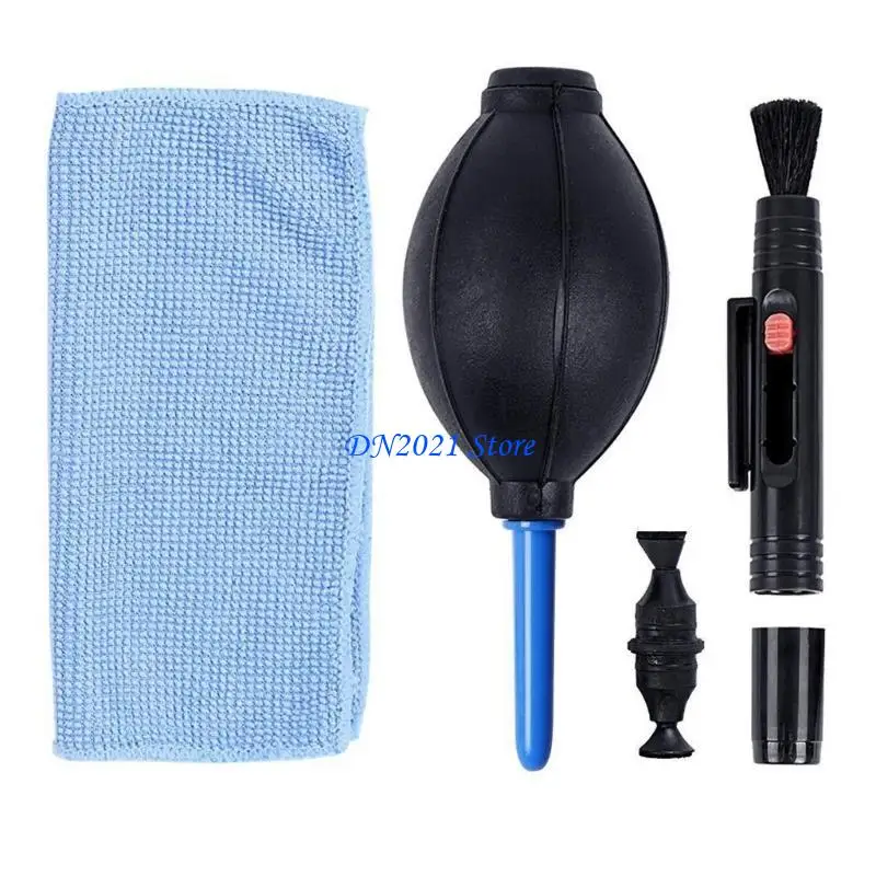 F3KE 3 in 1 Suit Dust Cleaner Air Blower Wipes Clean Cloth for DSLR VCR Camera Camera Cleaning Lens Brush