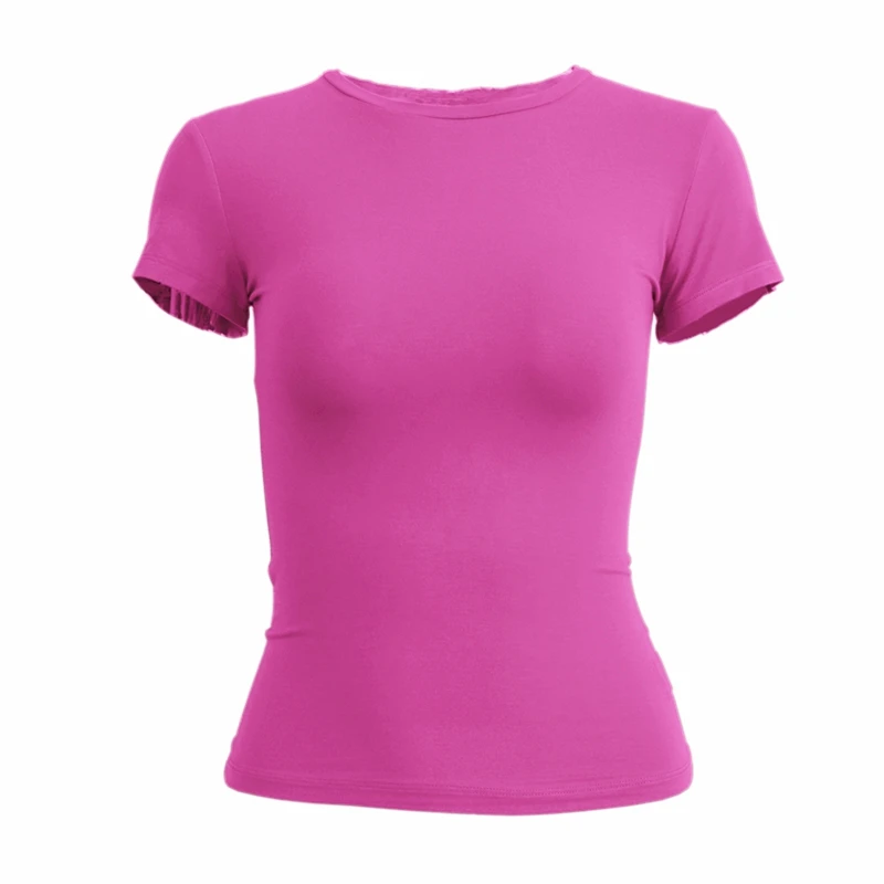 Vrouw Kleding T-shirt met korte mouwen Slim Fit Tops Vrouwelijke O-hals Gebreide schede T-shirt Street Wear Seks Sportief 2024 Y2K New2410