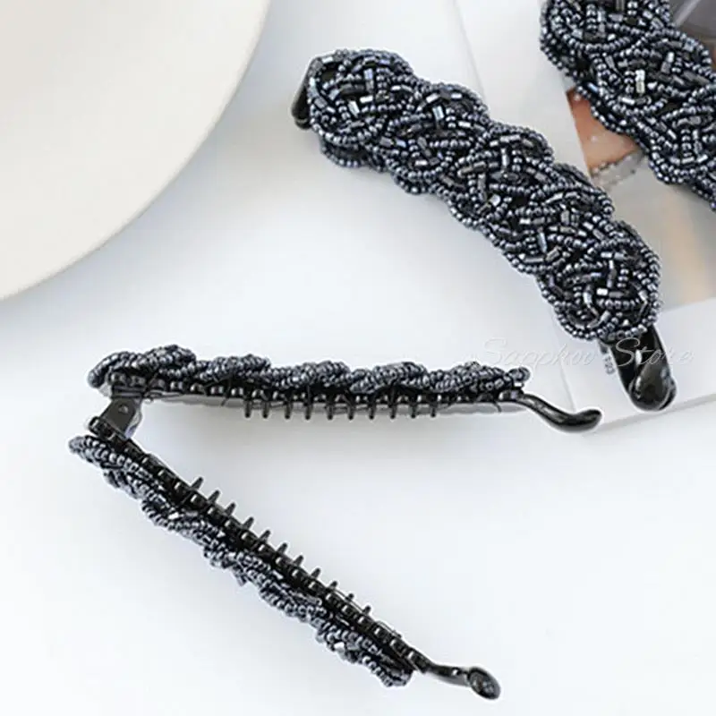 Korea Kristall Perlen Edition Kleine Haarnadel Banane Clip 8cm Vertikale Clip Twist Clip Schachtelhalm Clip Schachtelhalm Schnalle 4 Farben – Detail 13