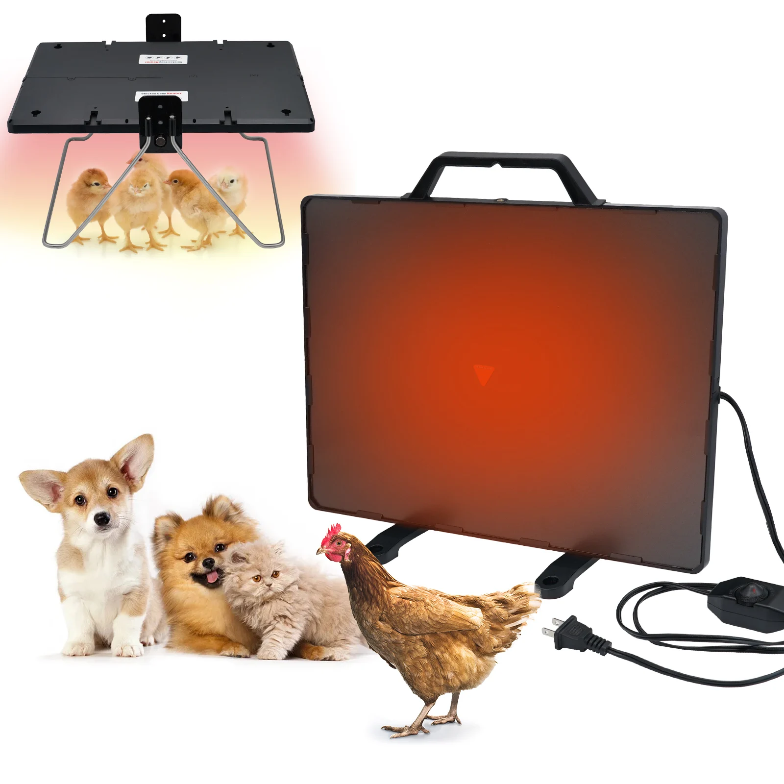Chicken Coop Heater Adjustable Temperature 360ยฐAdjustable for A Wide Range of Animals Chickens Dogs Cats Rabbits Ducks Pigeons